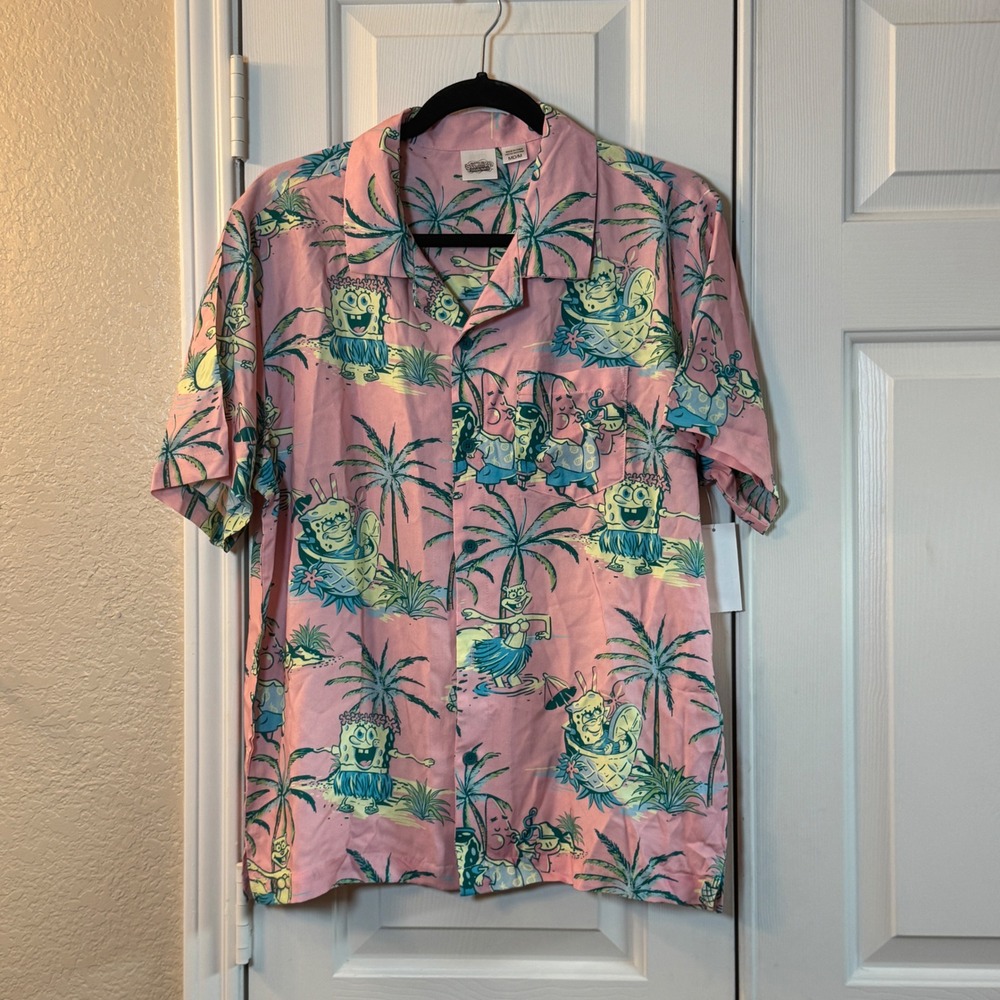 Nickelodeon SpongeBob SquarePants Men's Allover Print Button-Up Shirt Men's M